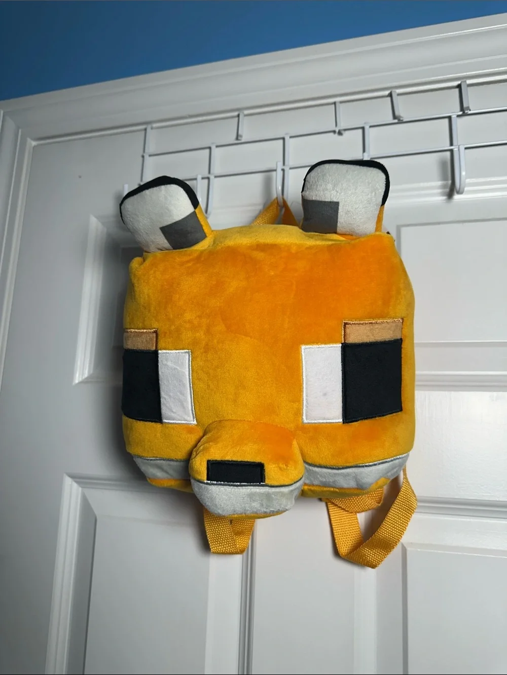 NWTS Minecraft Plush Fox Plush Pixel Animal Backpack in Bright Orange